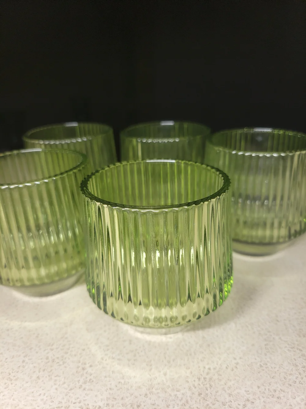 Green Ribbed Tealight Candle Holders - Wedding / Party Decor